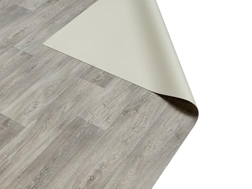 Primaflor PVC TURIN 2,00m x 1,00m Eiche Grau 619M – Meterware mit Holzoptik | phthalatfrei & recyclebar | für Wohnräume, Feuchträume & Messe | Vinyl Boden trittschalldämmend & antistatisch