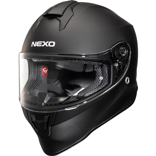 Nexo Integralhelm Basic III Motorradhelm Helm Motorrad Mopedhelm, herausnehmbares Komfortpolster, mehrfache Be-, Entlüftung, Nasen-, Kinnwindabweiser, klares Visier, Ratschenverschluss,