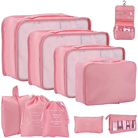 Packing Cubes for Suitcase, zootop 10 Pcs Travel Luggage Packing Organizers Waterproof Travel Essentials Bag Lightweight Luggage Packing Organizers Packing Cubes for Travel Accessories(Pink) Cover