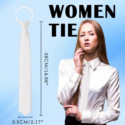 Image of Luckyvestir Womens Tie, Pre Tied Black /Red Ties for Women Adjustable Zipper Womens Necktie