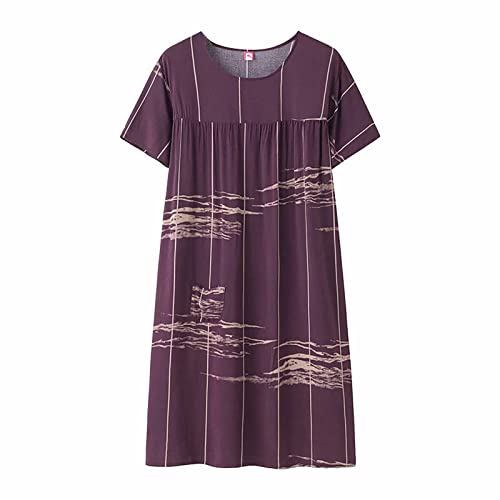 Camisones de algodón para mujeres mayores del Reino Unido, pijamas de algodón para mujer, camisones de verano de manga corta, suaves y cómodos, ligeros, para mujer, hasta la rodilla, ropa de descanso