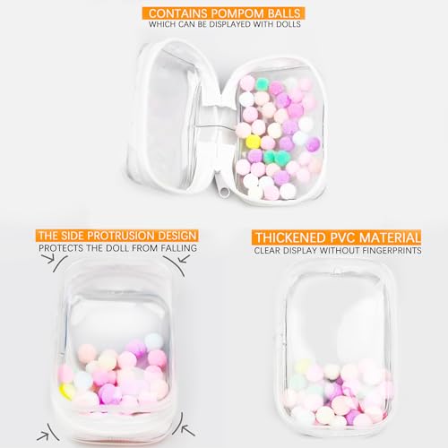 Clear Figure Display Bag with Keychain, Portable Small Doll Storage Bag Hanging Blind Box Organizer Zipper Closure, Dustproof Collectibles Display Case for Showing Off Blind Boxes, Mini Figures