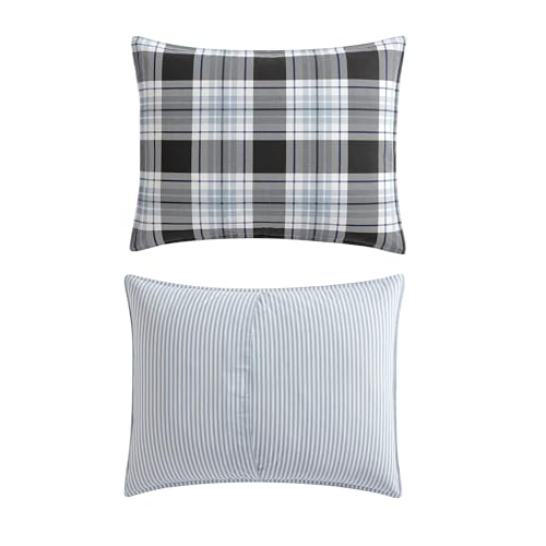 Image of Eddie Bauer - King Duvet Cover Set, Cotton Reversible Bedding with Matching Shams, Styligh Luxurious Bedding Set (Lewis Navy, King)