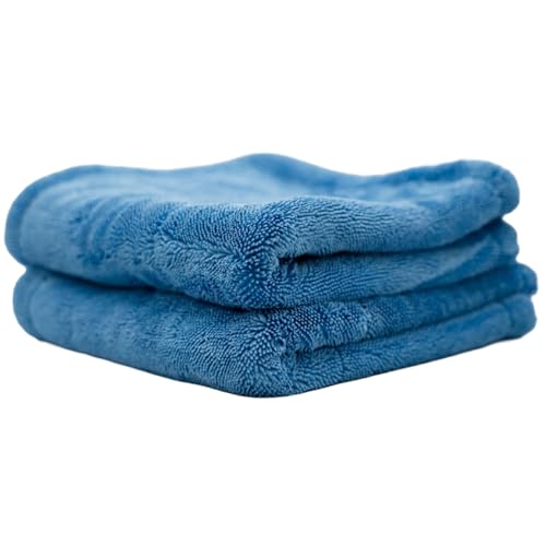 THOR Baby Goat: Microfiber Drying Towels for Cars 18x20in 1200 GSM Korean Made Ultra-Thick Twist Loop Weave Scratch-Free & Super Absorbent Car Cleaning Cloth for Trucks SUVs 2 Pack Blue