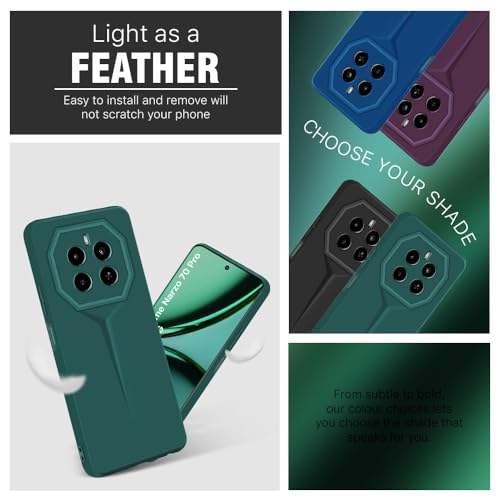 Image of WOW IMAGINE Back Cover for Realme Narzo 70 | Realme Narzo 70 Pro | Realme 12 Plus | P1 5G | Blade Series Thin Case | Camera Protection | Soft Matte Silicone Flexible Mobile Case - Green