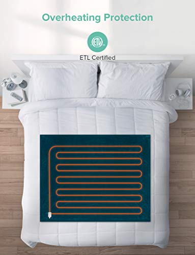 Sable Heated Blanket Electric Throw, 50" x 60" Full Body Size Fast Heating Blankets Flannel, 10 Heating Levels 3 Hours Auto-Off ETL Certified Machine Washable (Blue) (SA-BD038) - Thumbnail 2