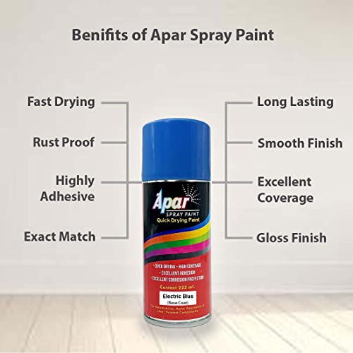 Image of APAR Automotive Spray Paint Electric Blue (RC Colour Name) + GC Compatible for Renault cars -225 ml (Pack of 2-Pcs)