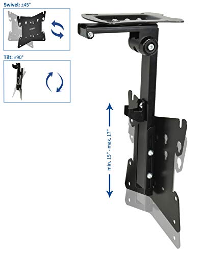 VIVO Black Manual Flip Down Mount Folding Pitched Roof Ceiling Mounting for Flat TV