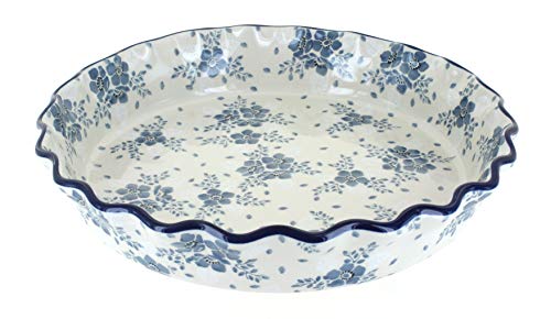 Blue Rose Polish Pottery - Blue Fleur Pie Plate - 10