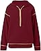 Half Zip Cropped Hoodies Pullover Women Casual Long Sleeve Zipper Hooded Sweatshirts Color Block Cute Sweatshirt (Wine Red,XX-Large)