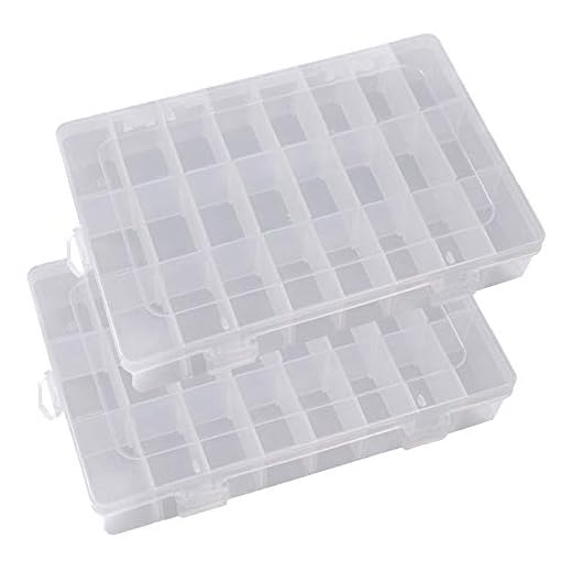 Ritte Ajustable Caja de Almacenamiento de Plástico con 24 Compartimentos para Joyas con Separadores Extraíbles Grifri Caja Grande Joyería Organizador Contenedor de Herramientas (Transparente)