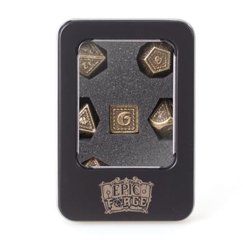 Epic Forge Set of 7 Metal Dice 16 mm (Metal Box) - Dragon Scale Gold