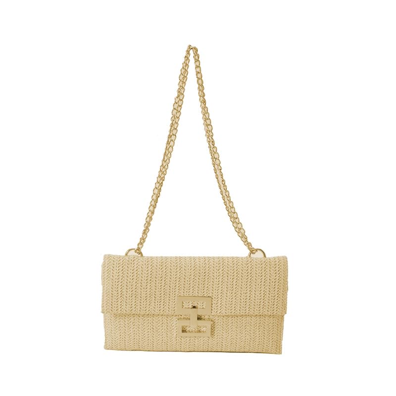 Straw Purse Woven Beach Bag Summer Straw Clutch Purse Boho Crossbody Bags for Women Small Raffia Shoulder Bag