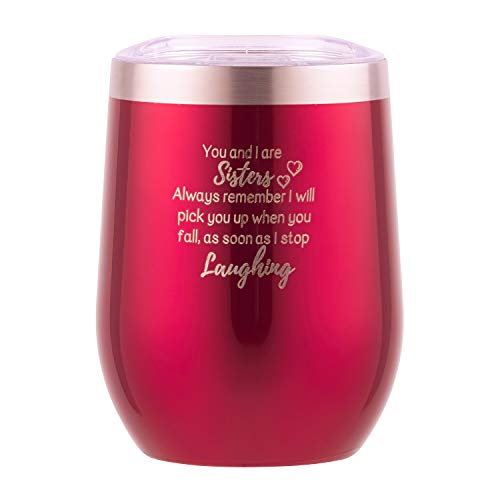 Funny Sister Gift from Sister Wine Tumbler Stainless Steel Vacuum Insulated 12oz"You