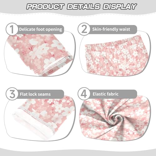 Cherry Blossoms Kids Baby Girls Active Leggings Soft High Waisted Leg Yoga Pants Exercise3