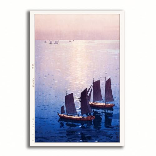 吉田博「光る海」瀬戸内海集 木版画複製 A3サイズ マット紙 200kg, 日本製 ギャラリー品質 新班画 壁掛け 玄関 インテリア 絵画インテリア アートポスター