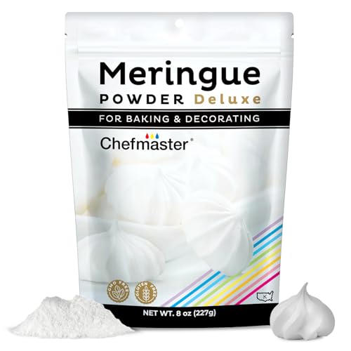 Chefmaster Meringue Powder Deluxe, Professional-Grade Egg White Substitute for Meringue Cookies, Pie Filling, Royal Icing, Non-GMO, Easy-to-Use, Made in USA, 8 oz