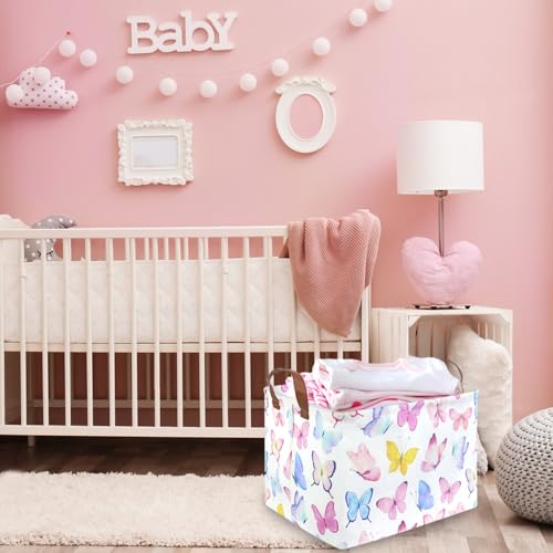 Image of Rectangular Butterfly Basket,Girls Basket, Foldable waterproof cute storage basket,Kids Storage Bin,Toy gift Organizer,Girls Room Decor,Butterfly Room Decor,Gift Box(Colorful Butterflies)