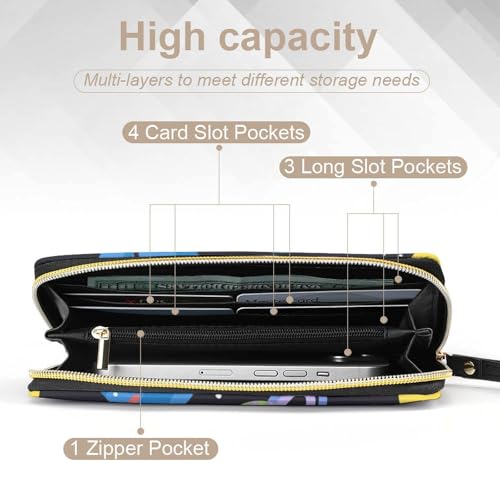 Solar System Space Star Portable Long Wallet for Women Men Zipped Travel Purse Credit Card Holder Coin Pouch4