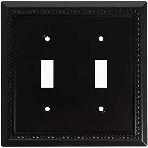 Image of Henne Bery Sunken Pearls Heavy Duty Decorative Wall Plate Switch Plate Outlet Cover (Double Toggle, Matte Black)
