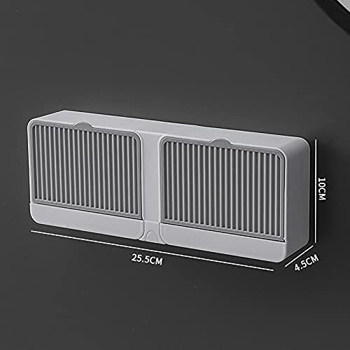 Zinley No-Drilling Clamshell soap Box Wall-Mounted with Cover Double Grid-Asphalt Toilet Laundry soap New Box soap Box (1Pcs) 3