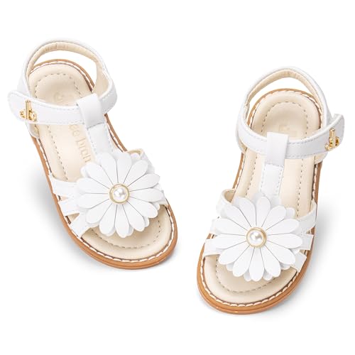 Image of THEE BRON Toddler Girls Sandals Wedding Flower Girl Dress Shoes Open Toe Flats