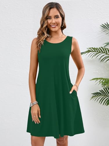 Image of Heymoments Women's Summer Sleeveless Crewneck Dresses Casual Loose Fitted Tank Sundress with Pockets