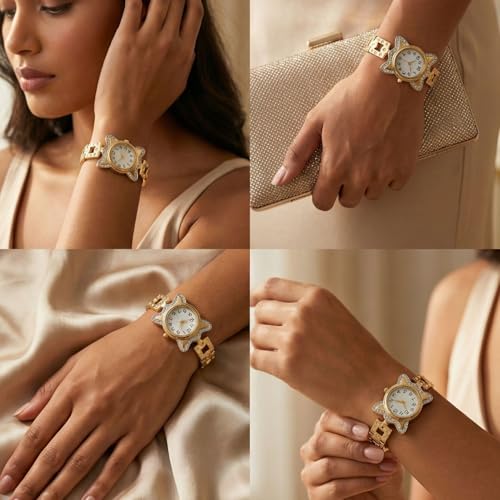 Image of Serpentine Snake Watch with Spiral Bracelet, Roman Number Dial, Quartz Movement, Waterproof Luxury Metal Bezel Watch for Women
