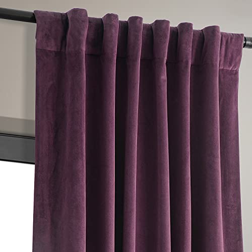 HPD Half Price Drapes Signature Velvet Thermal Blackout Curtains for Living Room 108 Inch Long (1 Panel) Rod Pocket Insulated Blackout Curtains for Bedroom Window Curtains, 50W x 108L, Cabernet