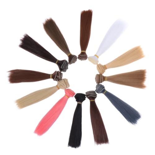 DOITOOL 12 Piezas Peluca De Cabello Liso Accesorios De Muñecas Hacer Pelucas De Muñecas Peluca De Muñeca De Colores Pelo Liso De Muñeca Pelucas De Muñecas Artesanales Muñeca Con Pelo Chica