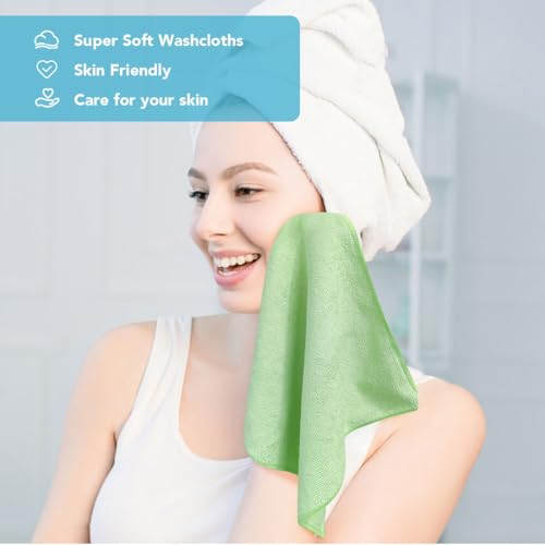 Image of Orighty Microfiber Washcloths 400 Pack, Highly Absorbent and Soft Feel Face Cloths, Multi-Purpose Wash Cloths & Hand Towels for Bathroom, Hotel, Spa, and Gym, 12x12 Inch, Multicolor
