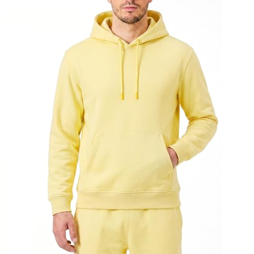 RIPT Sweat à Capuche Homme Fleece – Hoodie Pullover avec Poches et Cordon, Sweatshirt Manches Longues Confortable pour Sport Gym et Loungewear (Jaune, M)