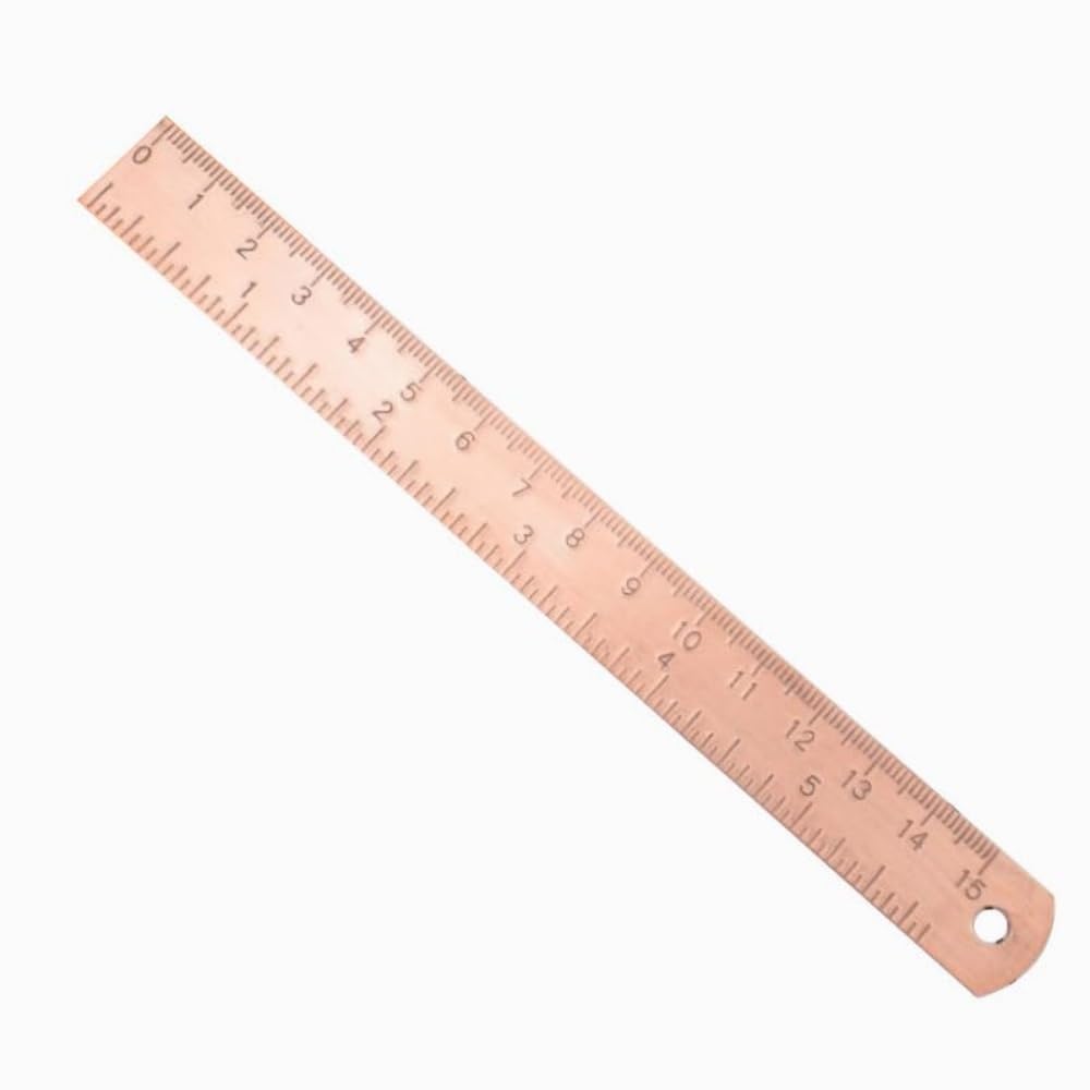 Precision Metal Ruler - Rose Gold Brass Drafting Toolfor Technical Drawing, Math and Architecture, Engraved Measurement Markings for School and Office Supplies