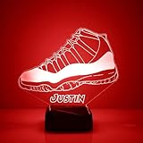 Custom Sneaker LED Sign Night Light Lamp with Remote, Light Up Display with Personalized Name or Image, Customized, Made in the USA, Clear Acrylic Home Decor Design with 16 Colors, 4 Modes (Style J)