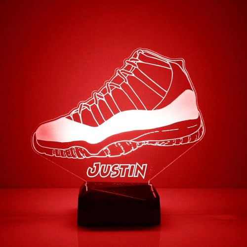 Sneakers Custom LED Sign Night Light Lamp with Remote – Personalized Name or Image Display, Clear Acrylic Light Up Home Decor, 16 Colors & 4 Modes – Made in The USA (Style J)