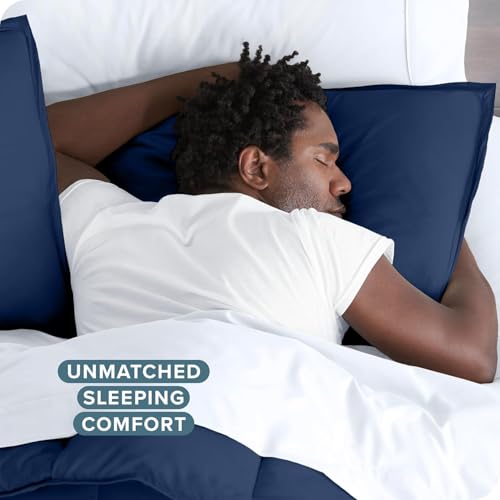 Image of Viewstar Premium Cotton Duvet Cover, King Size 91x101 Inches, 300 Thread Count, Ultra-Soft, Wrinkle-Free, Cotton-Quilt /Comforter Zipper Cover (Navy Blue)
