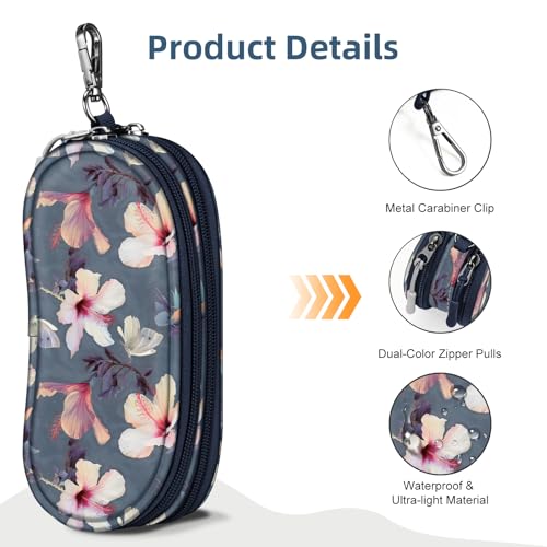 Image of FINTIE Double Sunglasses Case, Soft Portable Eyeglasses Pouch with Carabiner Clip, Dual Zipper Compartments for Men Women