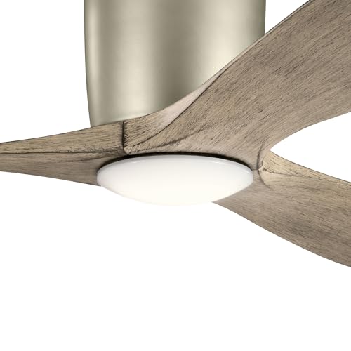 Image of Kichler Volos 48 inch Ceiling Fan With LED Light, Brushed Nickel, 300032NI | Wall Control, Contemporary Indoor Fan, Low Profile Ceiling Fan with Light