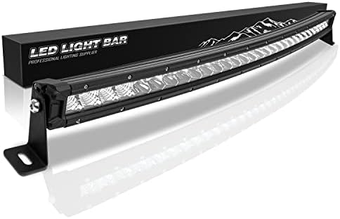 LIGHTPLUS 32" Curved LED Light Bar Single Row, Brighter 8D Off Road Driving Light No-Foggy Lens Compatible with Jeep Trucks Boats ATV Cars