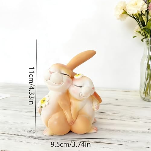 Bunny Couple Figurine - Romantic Rabbit Tabletop Decor
