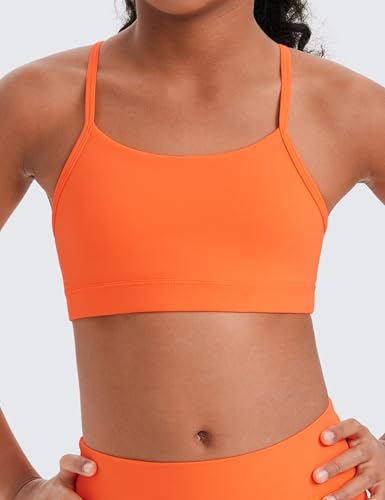 Image of CRZ YOGA Girls Butterluxe Y Back Sports Bra | Light Support, Removable Pads, Yoga, Athletic, Extremely Soft, Scoop Neck, Spaghetti Straps, for Teen