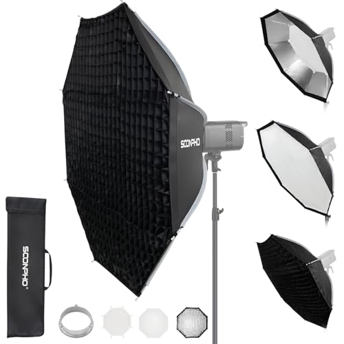 Soonpho 47"/120cm Octagonal Softbox, Quick Release Bowens Mount Softbox with Honeycomb Grid, Light Diffusers, Bag for Godox SL60W, SL60IID, SL60IIBI, for Neewer CB60B, FS150B, CB100C, for Amaran 200xS - image 1