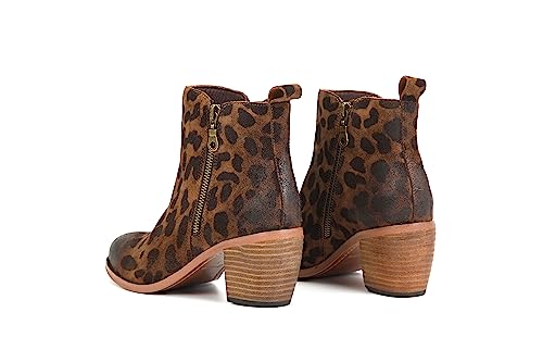 M Women's Western Cowgirl Vintage leopard print Ankle Boot