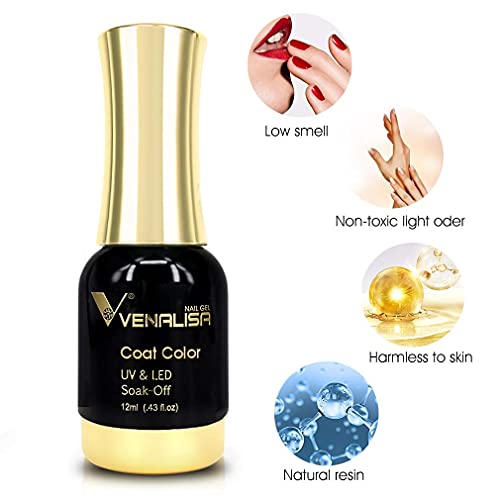 VENALISA 2Pcs Black White Gel Nail Polish Kit, Nail Gel Polish Set Soak Off UV LED Nail Art Starter Manicure Salon DIY at Home