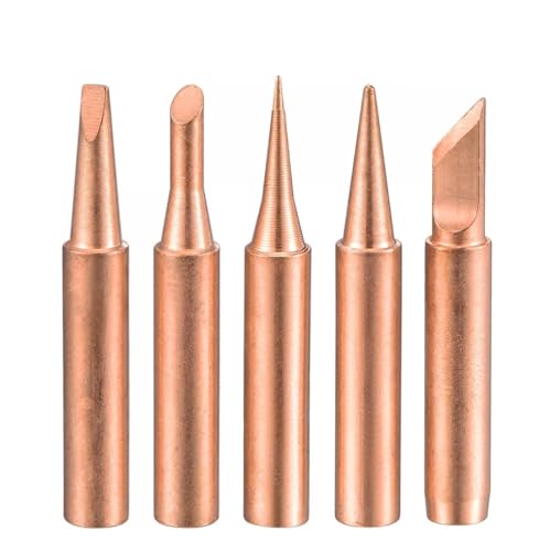Image of Set of 5 Pcs Pure Copper Soldering Iron Bit Set Tip Suitable For Model 936, 937, 907 900M-T (K /B /2.4D /3C /I)