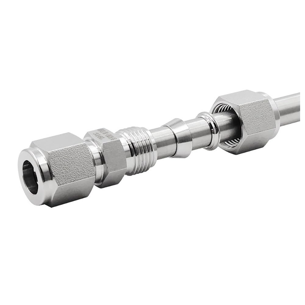 Conector De Tubería De Acero Inoxidable 316 Con Cabeza Hexagonal, Unión Recta De Doble Virola Con Tuerca Plateada for Agua Y Aire Medio(16 mm LOK)