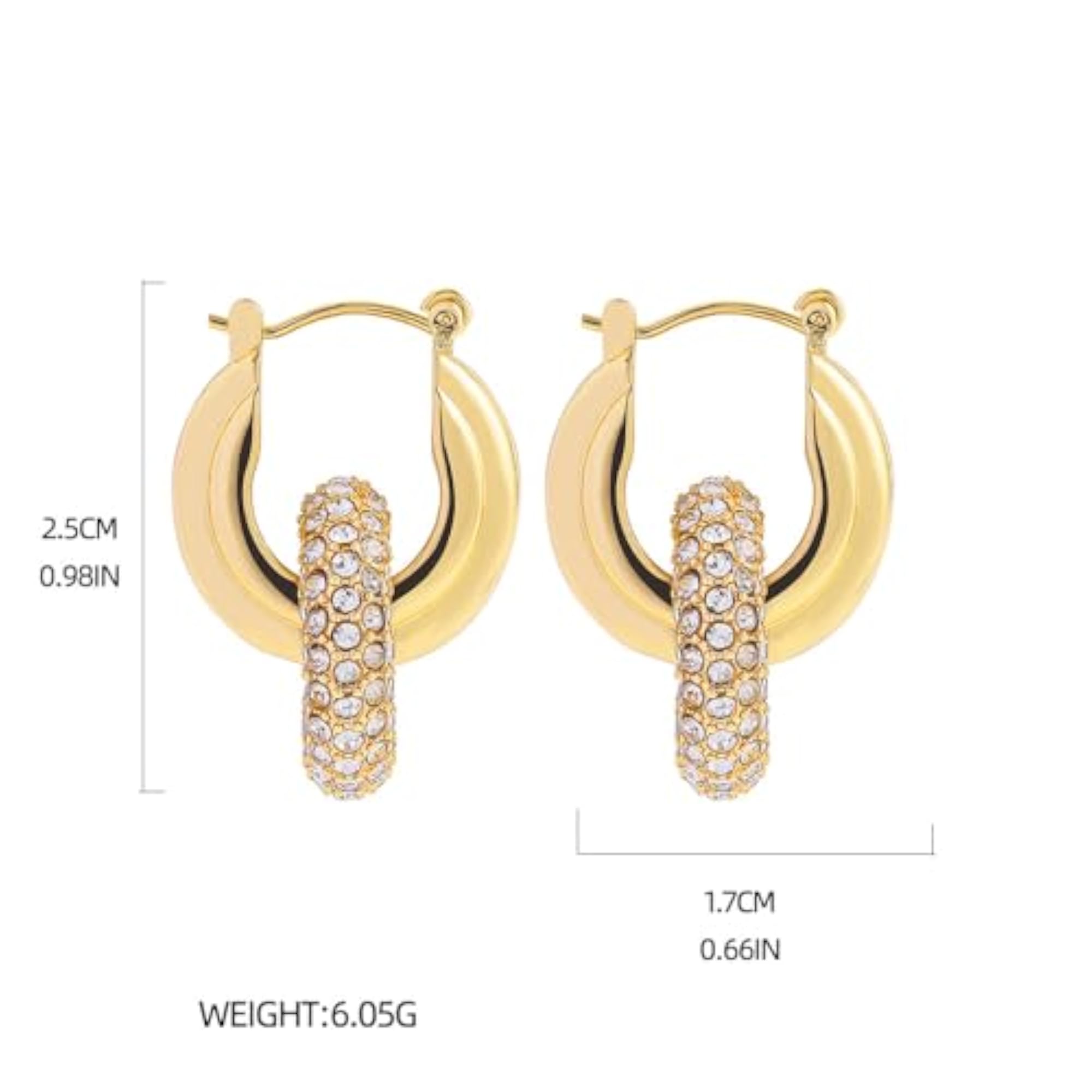 Women's Double Ring Plated Circle Zircon Earrings