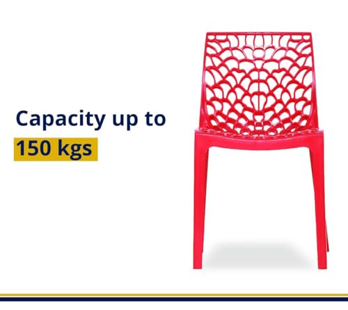 Image of activa Web Designer Plastic Chair for Home, Office and Restaurant and Cafe|Armless Chair for Dining Room| Heavy Duty Outdoor Plastic Chair | Designer Balcony Chair (Red, Set of 1)