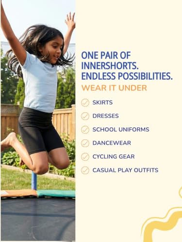 Image of mackly Girls Inner Shorts (Pack of 4) | 2-in-1 Seamless Panty Shorts with Gusset | Soft Breathable Base Layer for Dresses, Skirts