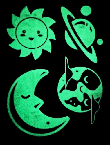 Glow in The Dark Space Wall Decals – Premium Luminescent Stars, Planets, and Alien Stickers for Kids' Bedroom Ceiling – Removable DIY Neon Galaxy Decor for Boys & Girls (Set of 100+)